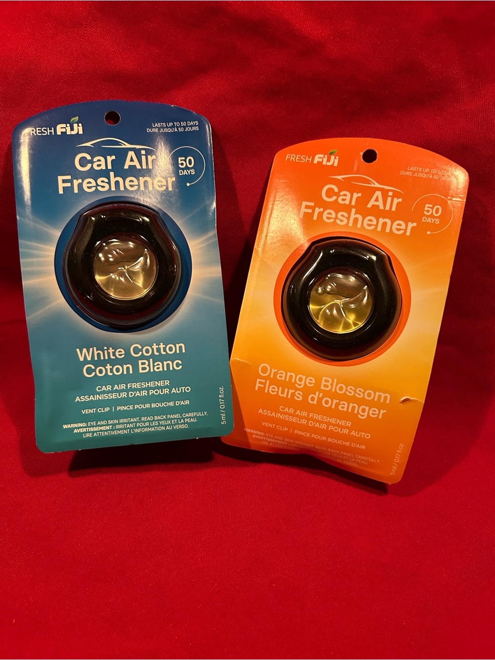 Fresh Fiji Car Air Freshener Duo - White Cotton & Orange Blossom